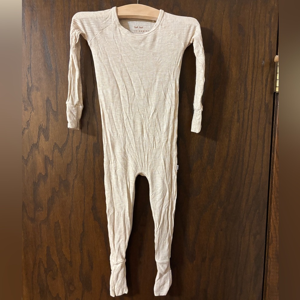 Little Sleepies Beige Crescent Zip onesie